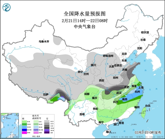 【春运气象服务专报】21日至23日中东部地区持续大范围雨雪冰冻 南方地区有强降温 建议加强交通安全风险管控